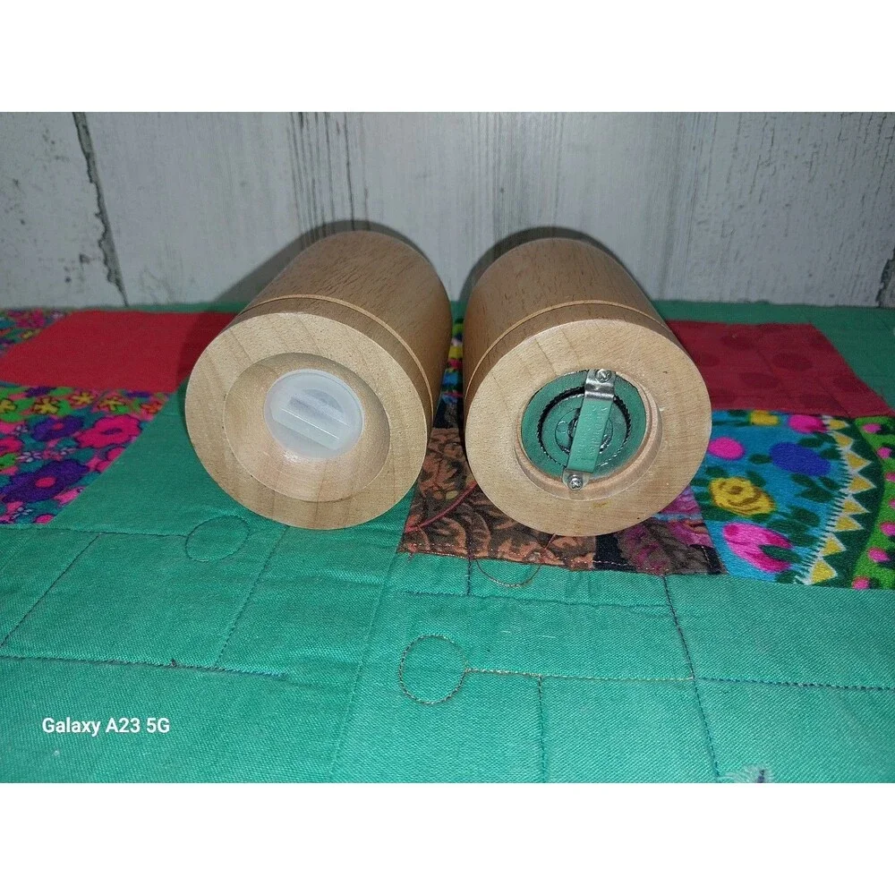 Mr. Dudley Blond Wood Salt Shaker Pepper Grinder Set Art Deco